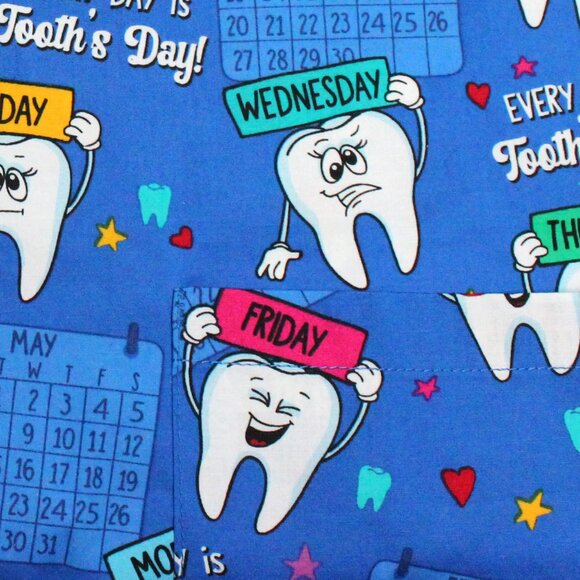 NWT Dickies Dental Theme Short Sleeve V Neck Graphic Scrub Top With Pockets - Picture 14 of 15